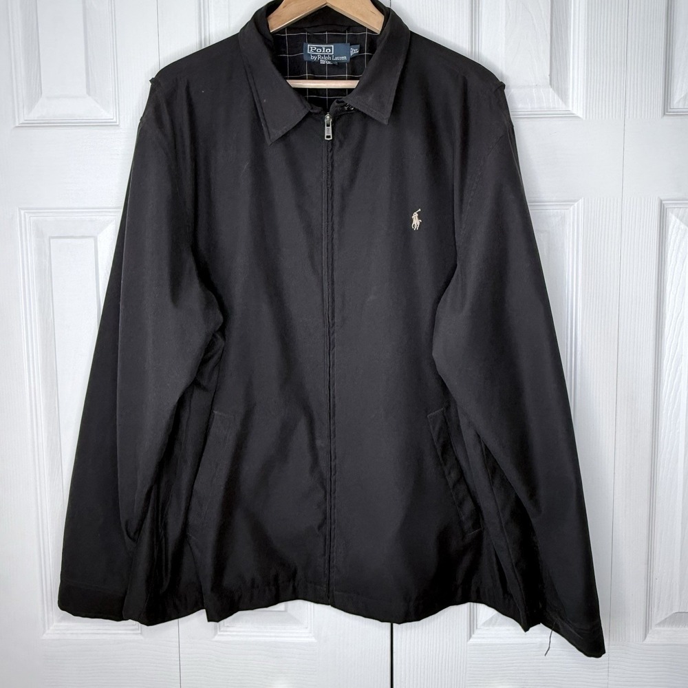Polo Ralph Lauren Black Harrington Plaid Lined Jacket Size XLARGE